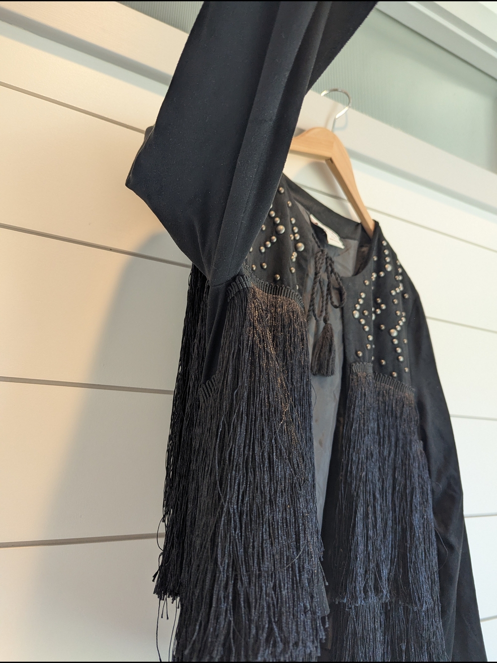 Ariat Women's Black Fringe Studded Jacket Tie Front Size Small Western Cowgirl - Picture 6 of 10